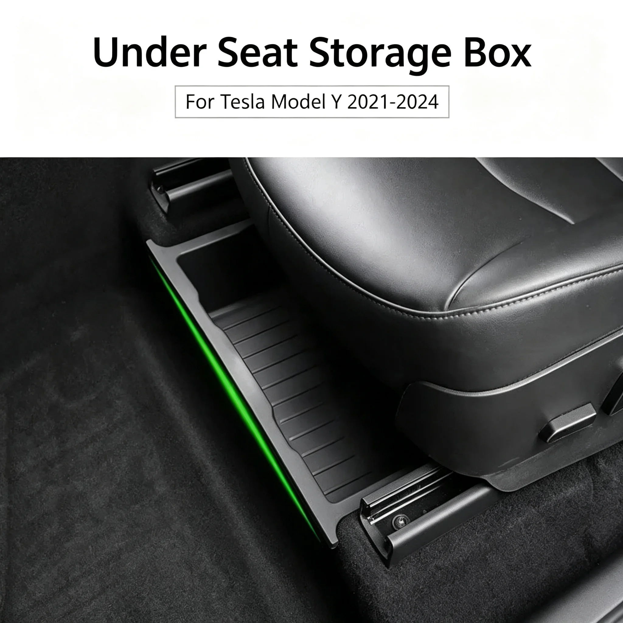 Under Seat Storage Box for Tesla Model Y 2021-2024 TPE Drawer Organizer Hidden Push-Pull Tray Car Interior Accessories