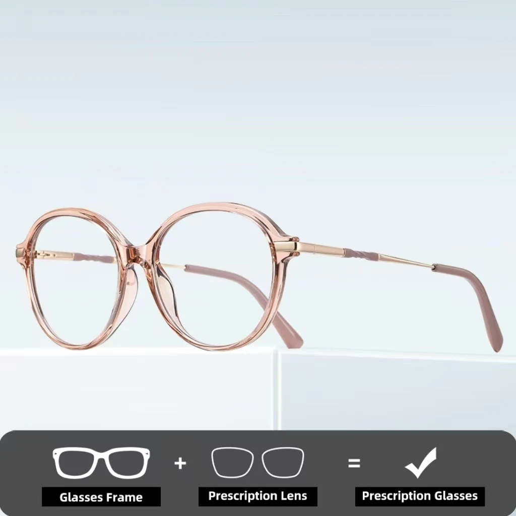 Double Legend Frame Round Myopia Reading Women Glasses Finished Anti Blue Rays Computer Myopia Prescription Glasses