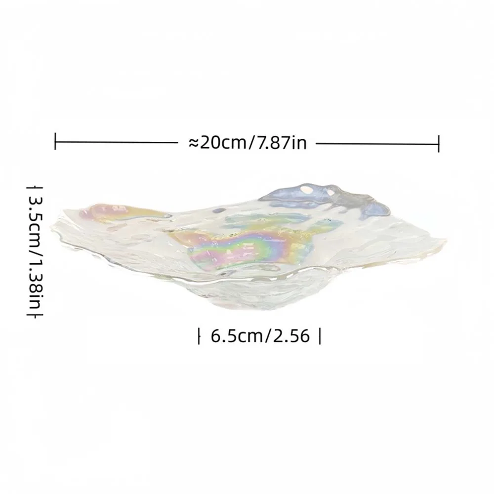 New Conch Glass Storage Tray Rainbow Shell Jewelry Dish Decorative Snack Plate Key Holder Desktop Ornament Home Table Decor Gift