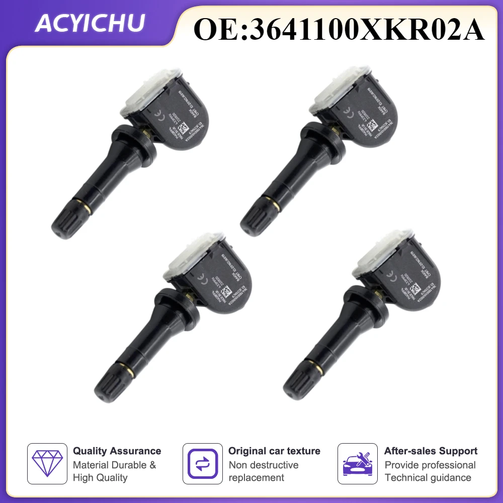 4PCS 3641100XKR02A TPMS Tire Sensor For Haval H6 II 2017 2018 2019 2020 2021 ORA Funky Cat 2020-2024 ORA 03 2023.10-2024 433MHz
