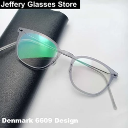 Denmark Brand Square Glasses Frame 6609 Myopia Titanium Acetate Screwless Eyeglasses Ultra-light Optical Thin Spectacles Gafas