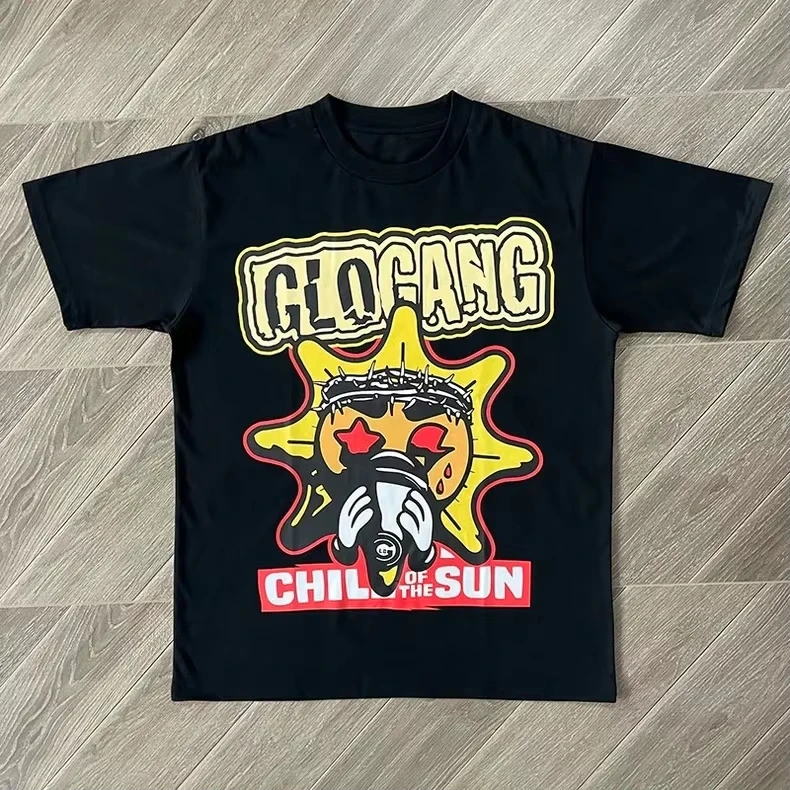 2026  Graffiti Cartoon Character Print T-shirt Unisex Colorful Sun Crown Graphic O Neck Short Sleeve Hip Hop Streetwear Tee