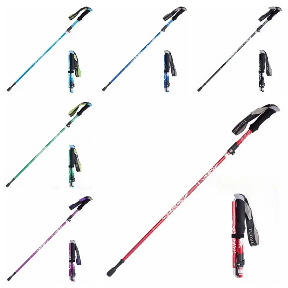 5 Section Camping Walking Hiking Stick Anti-skid Folding Telescopic Climbing Poles Ultralight High Density Daily Tasks