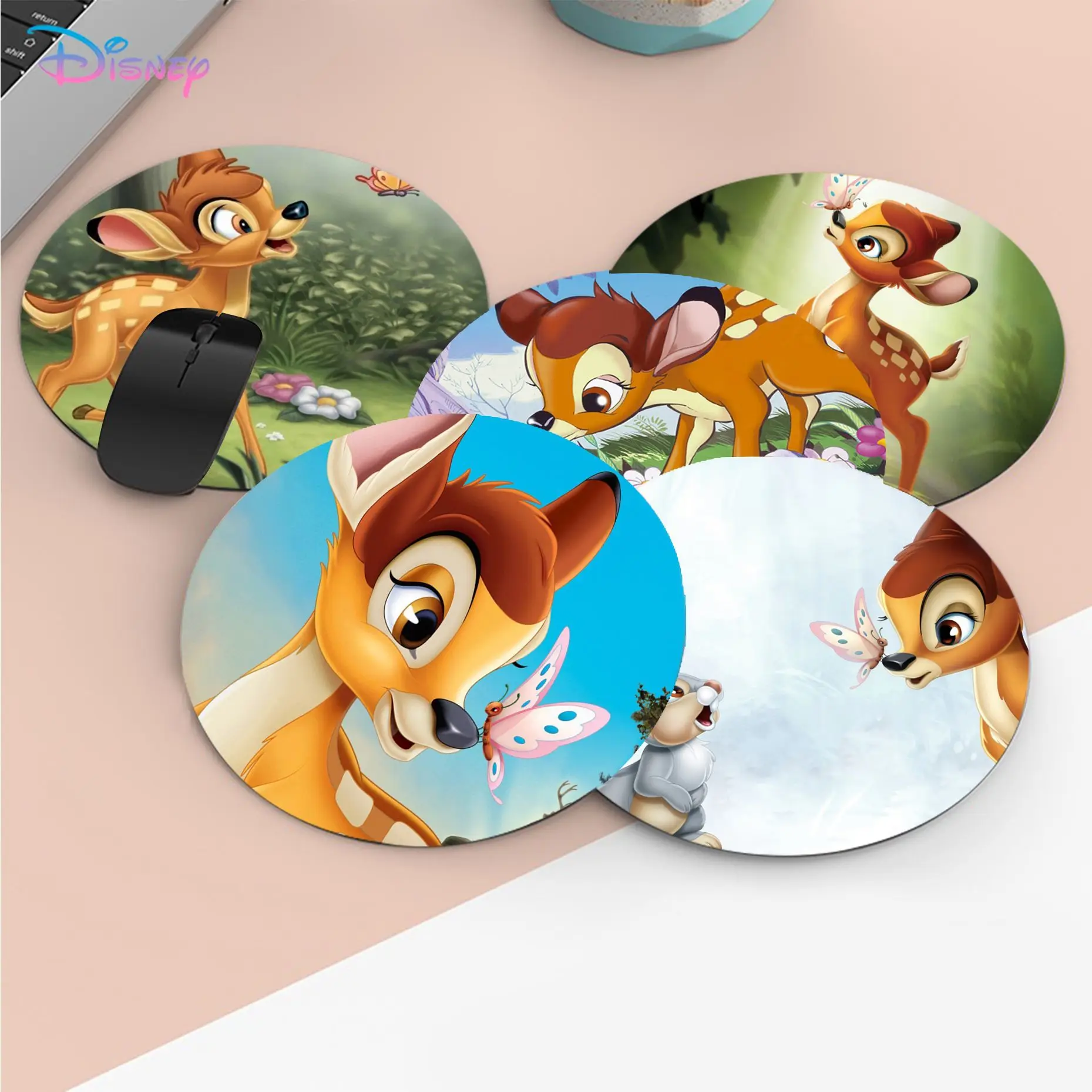 Disney Bambi Mousepad Small Round Speed Version Game Computer Keyboard Office Table Mat PC Laptop Mouse mat Desktop Mat