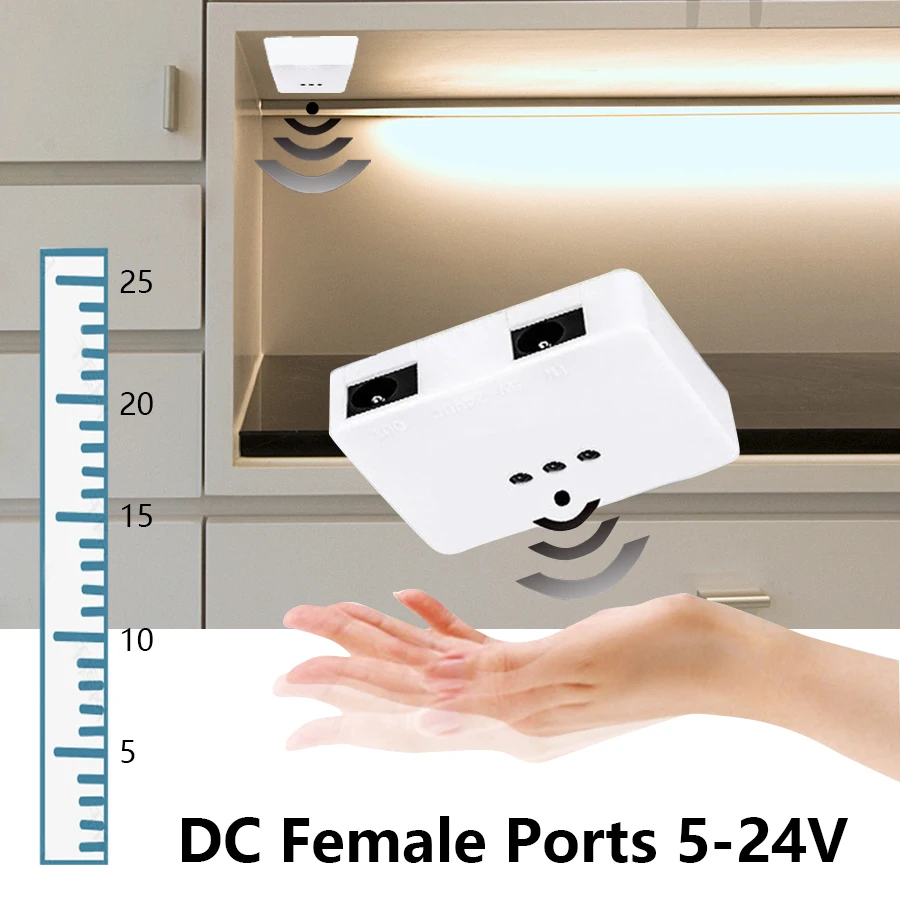 Hand Sweep Motion Sensor Smart Switch DC Female 5-24V Dimmer Sensor Switches Brightness Controller For LED Strip Cabinet Light