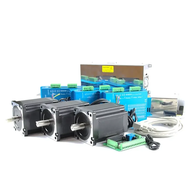 3axis 1.8 Degree 2 Phase Nema 34 Hybrid Stepper Motor CNC Rotor Kit with 48V DC Power Supply 5.0 Nm Torque 12mm Shaft