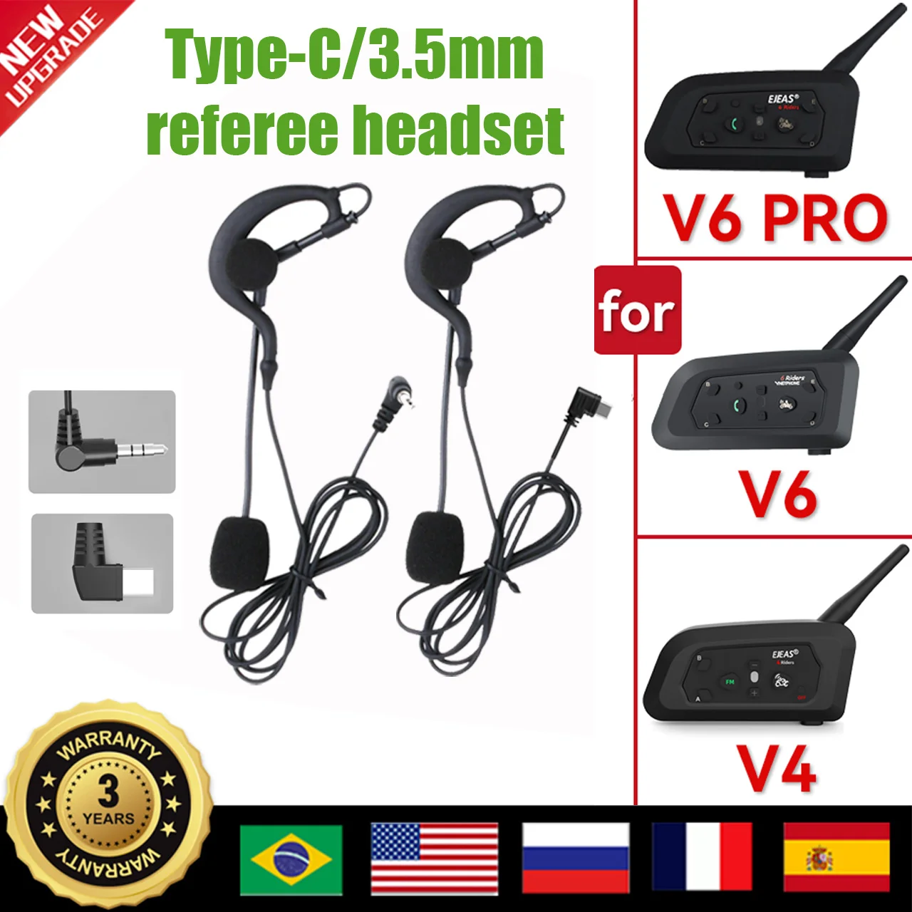 

1/6 шт. EJEAS V6C PRO+/V4C: Гарнитура для судей, внутриканальная гарнитура для судей, полнодуплексная система связи для судей, аксессуар для связи, микрофон