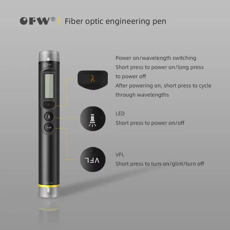 OFW 3 In1 Fiber Optic Tester 20/30mW Visual Fault Locator Optical Power Meter OPM VFL - view 6