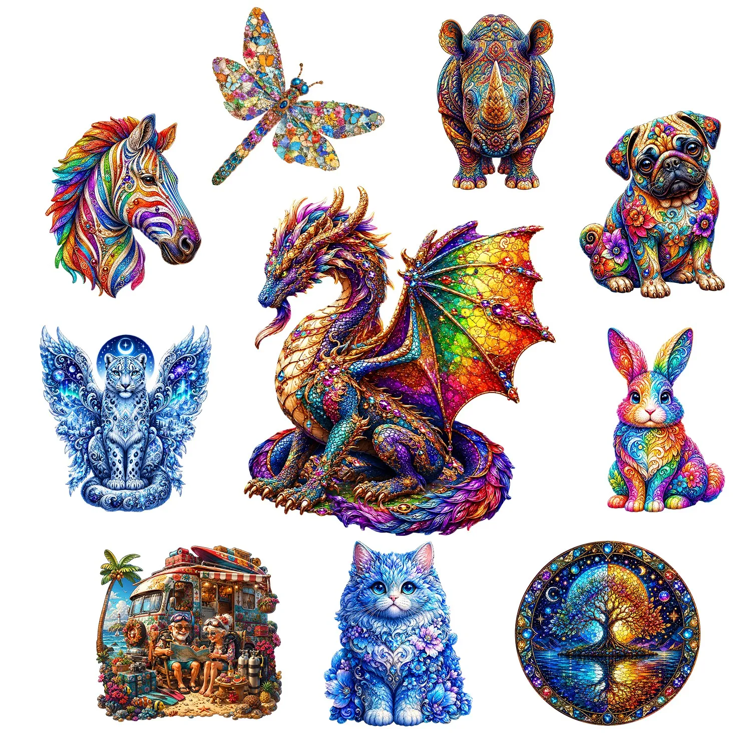 Fantasy Dragon Wooden Puzzle Brain Teaser Animal Jigsaw Puzzle Brain Teaser Unique Gift Idea for Any Occasion