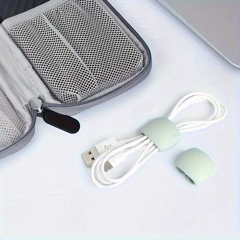 Picture 6: Simple Silicone Cable Organizer Clip, Anti-tangle Storage Buckle for Data Cable, Earphone and Charging Wire