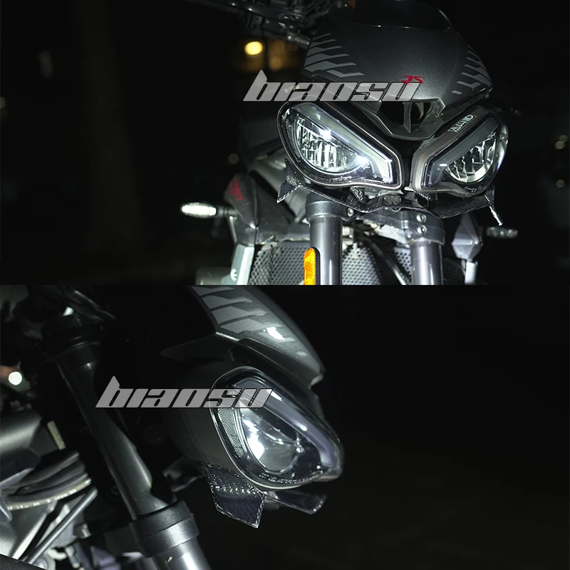 for Triumph Street Triple 765R/RS 100% RealCarbon Fiber exposed front spoiler Winglet aerodynamic GP wing kit spoiler 2079-2025 5