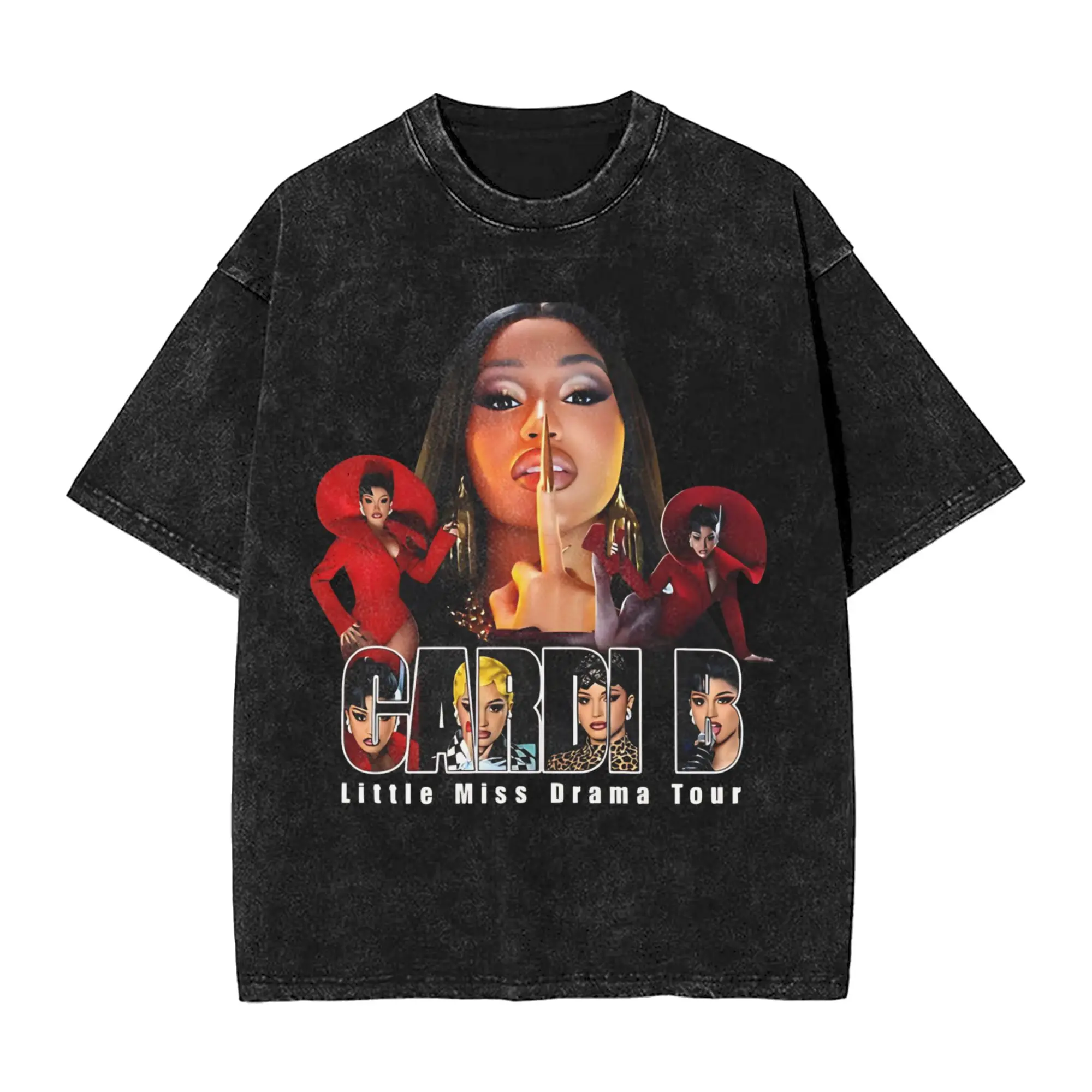 Cardi B Little Miss Drama Tour 2026 Outfit Washed T Shirts Men Women Streetwear Hip Hop T-Shirts Summer  Tees Cotton