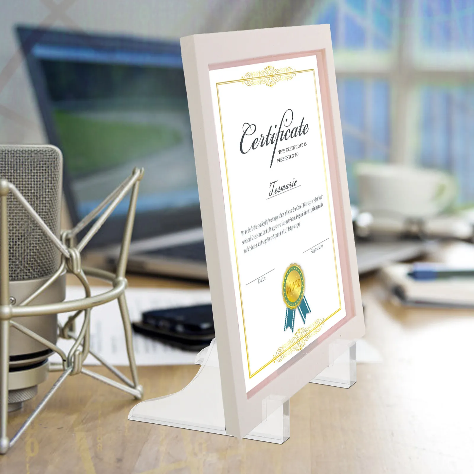 2Pairs Picture Frame Display Stand Storage Base Holder for Photo Certificate Artwork Desktop Display Stands Decorative Storage