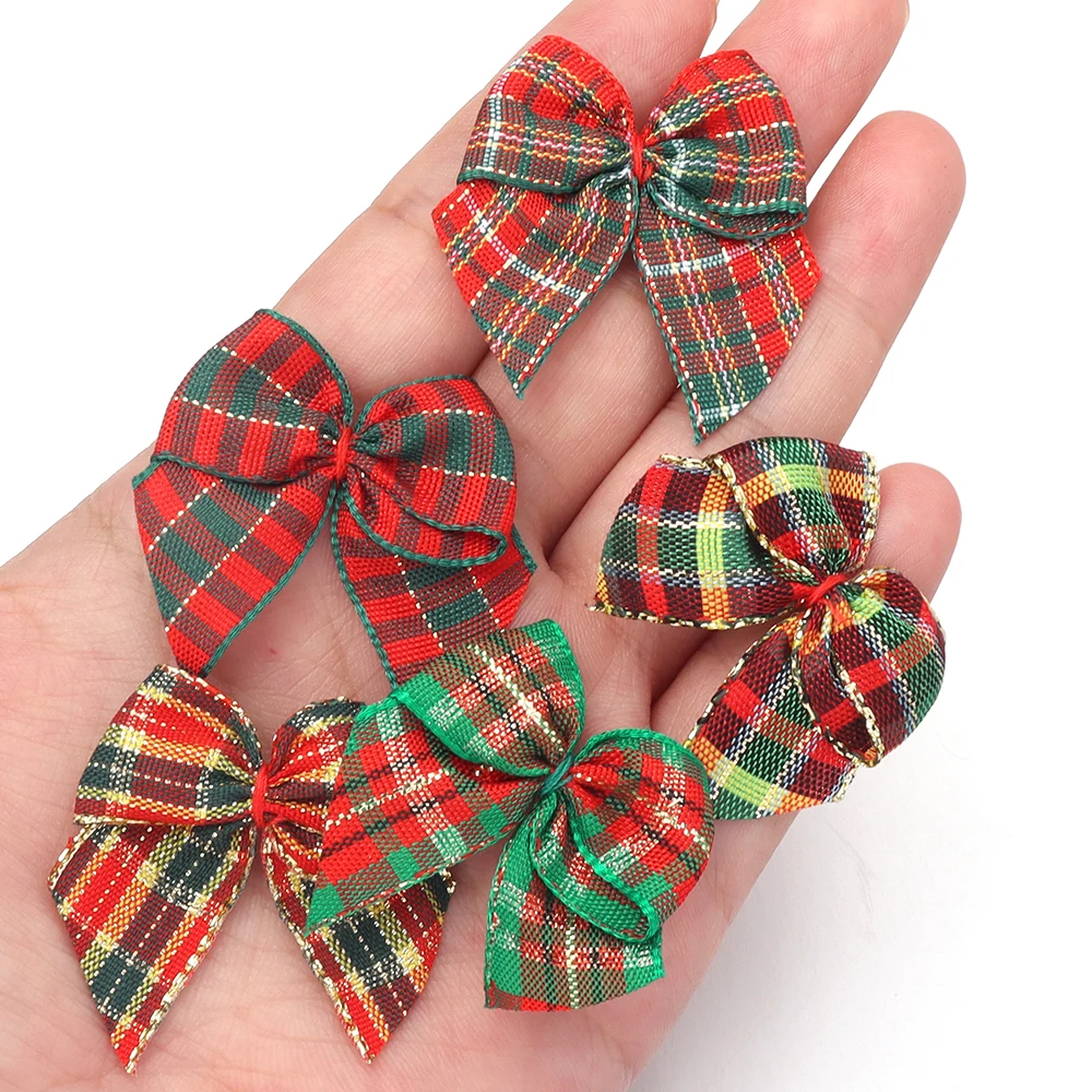 20/60Pcs Hand Satin Ribbon Bows Craft Supplies Wedding Party Decor Gift Packing Bowknots Sewing Headwear for Craft DIY Christmas