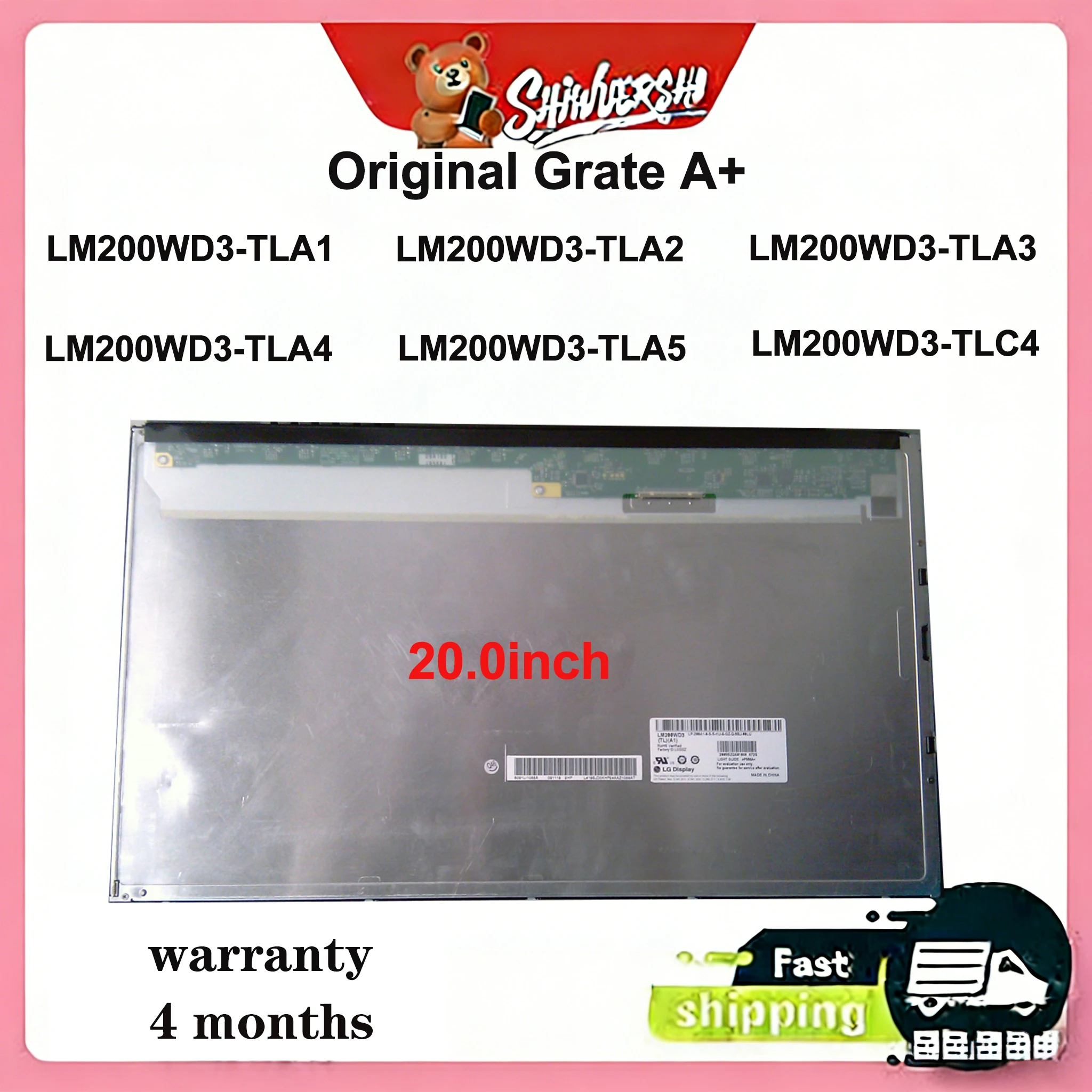 Original New  A+ 20.0" Lcd Screen  LM200WD3 TLA1 LM200WD3 TLA2 LM200WD3 TLA3 LM200WD3 TLA4 LM200WD3 TLA5 LM200WD3 TLC4 30 pins