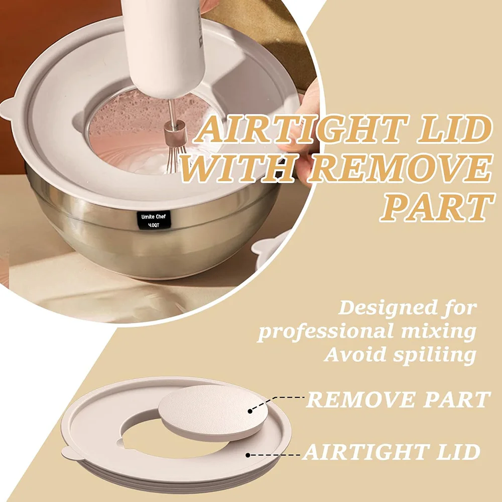 Ciotola per miscelazione con fondo antiscivolo con coperchio a nastro per piallatura da 23/33 pezzi con coperchio sigillato e 3 smerigliatrici a filo