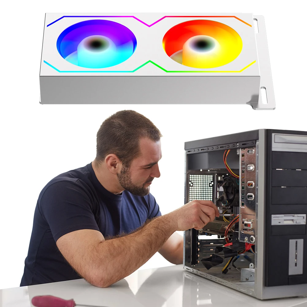 

RAM Memory Cooler 4Pin PWM/5V 3Pin ARGB 600 -3600RPM RAM Memory Cooling Fan with Dual 5020 Cooling Fans for DDR4 DDR5 Cooling