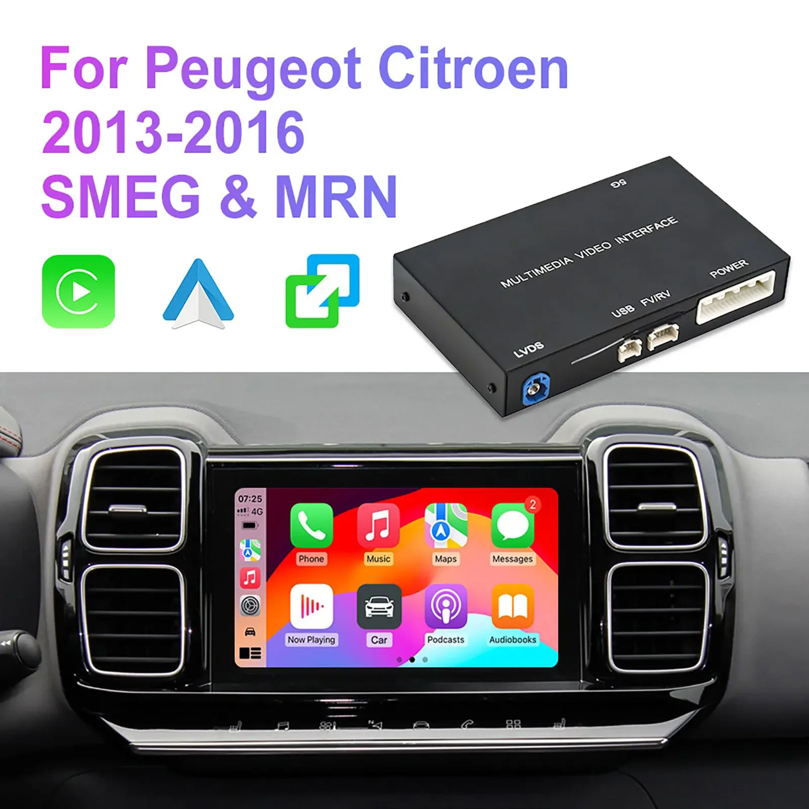 Wireless Carplay Android Auto For Peugeot&Citroen SMEG&MRN NAC 2013-2016 208 308 508 3008&C4 DS3 DS5 Support Reverse Camera