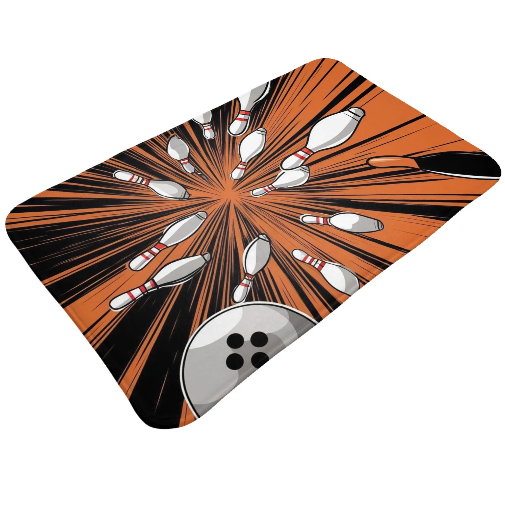 Bowling Pins Strike Explosion Sport Graphic Anti-Slip Doormat Bath Mat  Entrance Indoor Home Decor