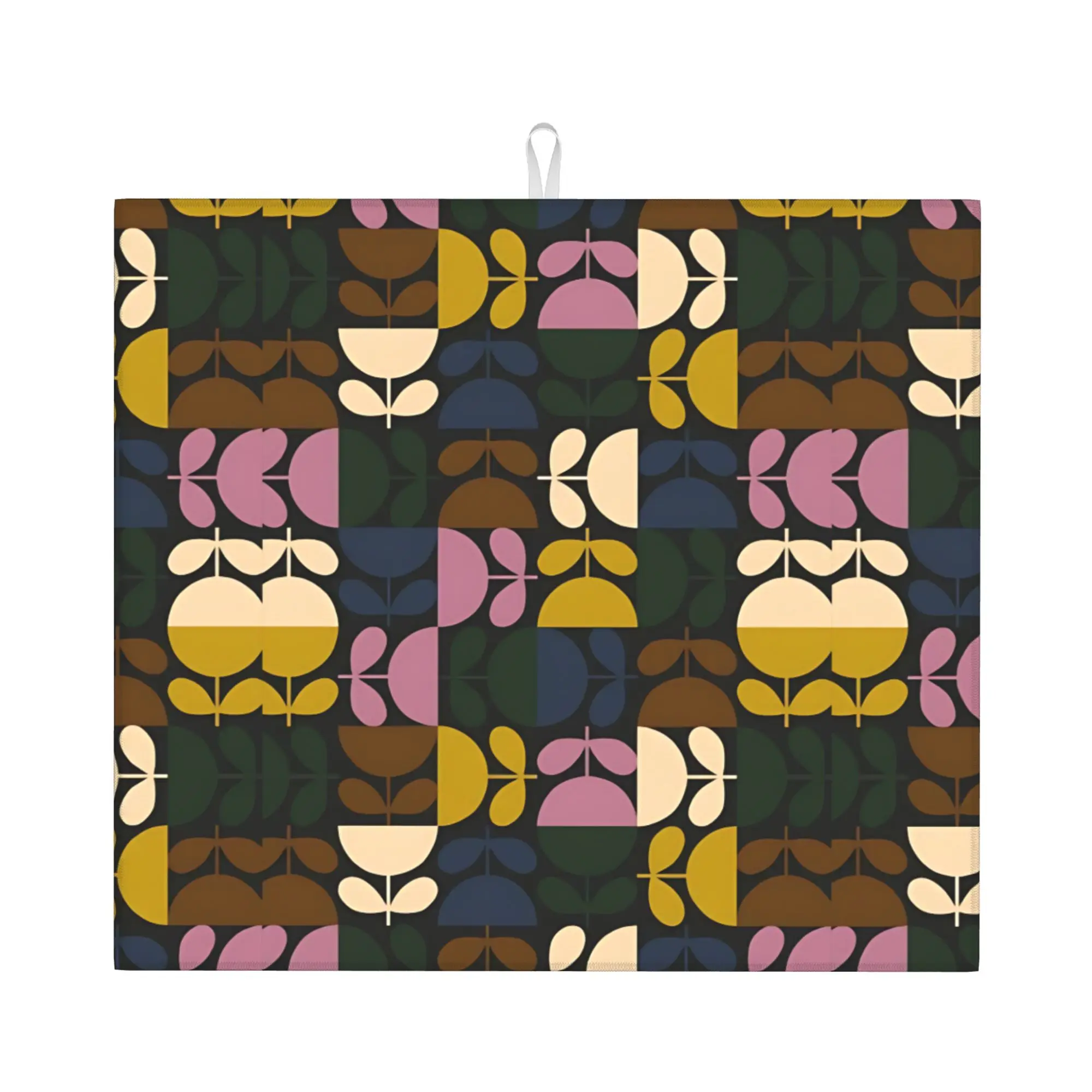Drying Mat For Kitchen Orla Kiely Flower Style Water Absorbent Waterproof Reusable On Slip Kitchen Counter Protector Mat