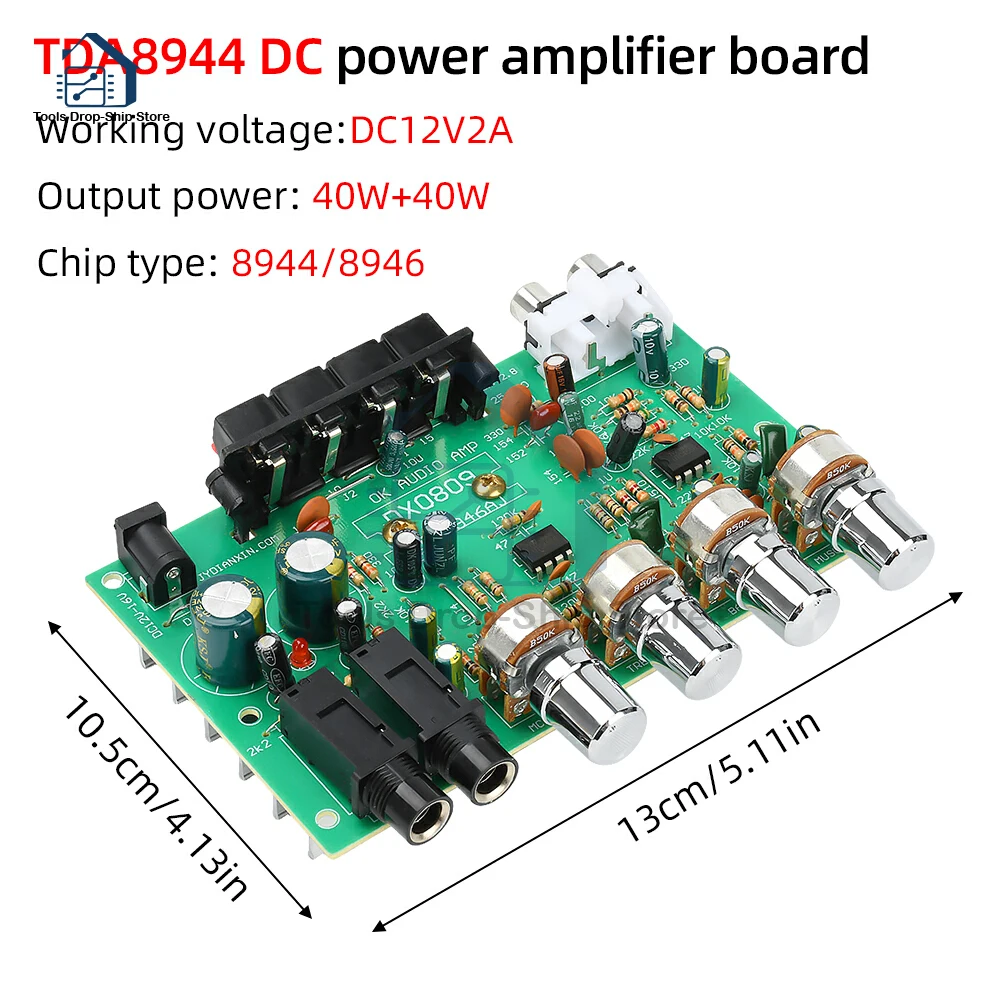 40W + 40W TDA8944 스테레오 오디오 증폭기 보드 디지털 마이크 증폭기 자동차 앰프 톤 제어 스피커 듀얼 채널 앰프