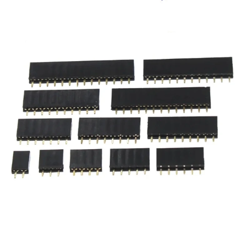 Female PIN Connector Copper Gold Plated 2.54MM Pitch Single Row Straight for Arduino PCB 1*2/3/4/5/6/7/8/10/12/20/40 PIN Options