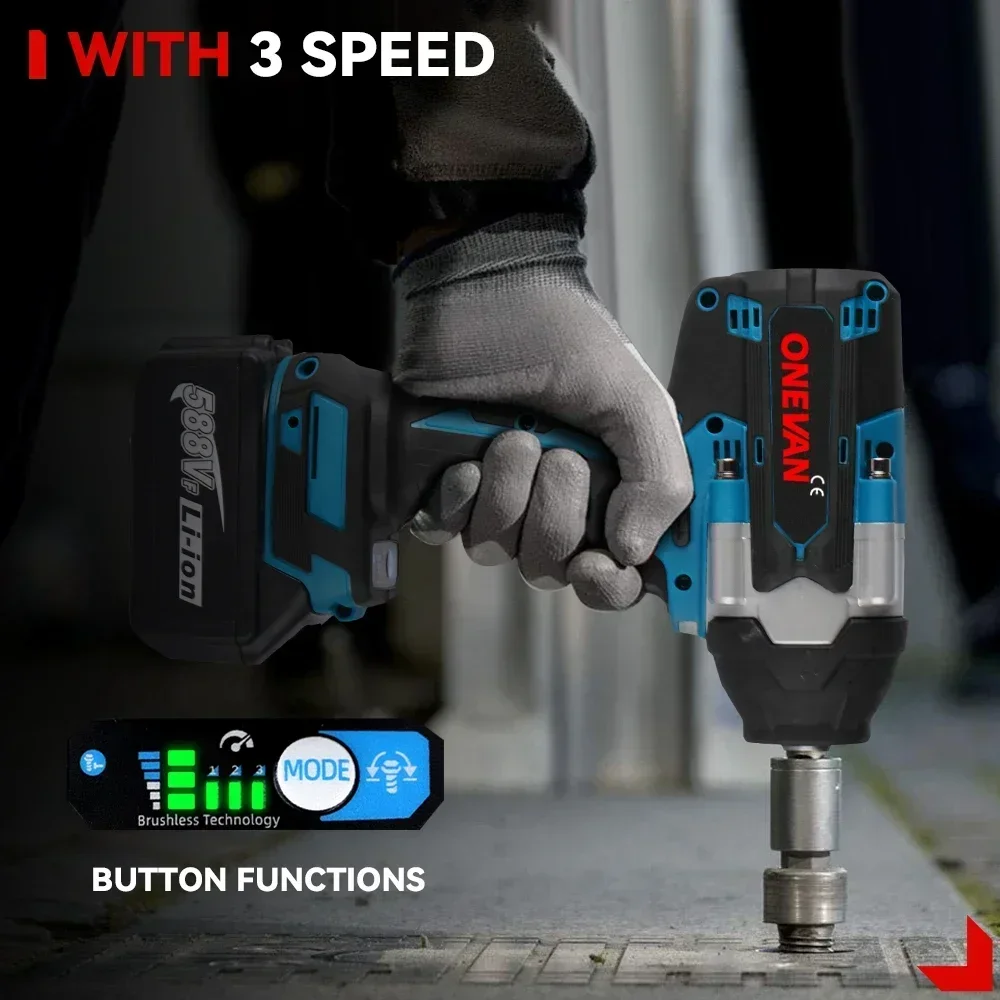 1800N.M Torque Brushless Electric Impact Wrench With LED Light Brushless Screwdrive Car Repair Power Tool For Makita 18V Battery