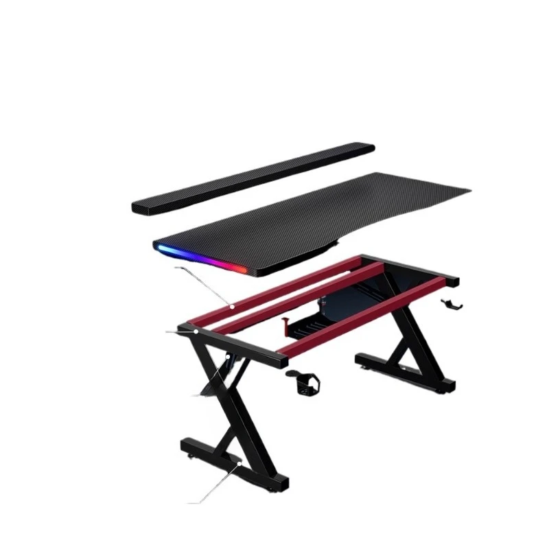 

Computer desk Desktop home bedroom Double solid wood learning office desk Carbon fiber technology gaming e-sports table