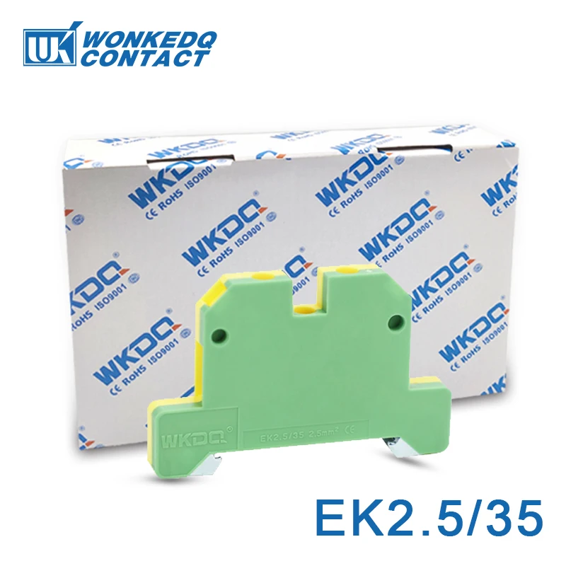 50Pcs EK 2.5/35 Ground Protective Din Terminal Block SAK 2.5 mm² Screw Connection Terminals Wire Electric Connector EK2.5/35