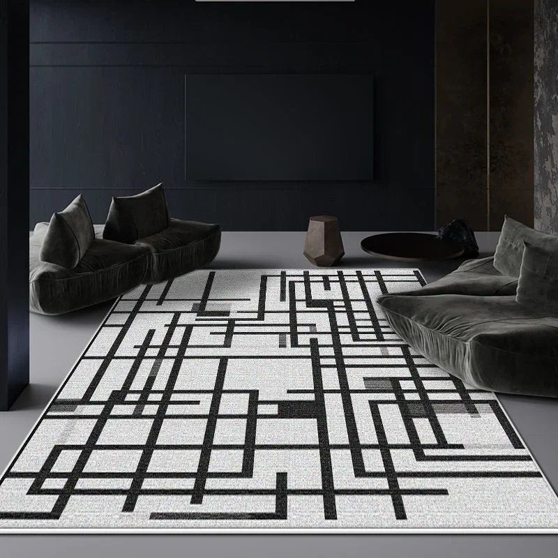 

Черный, белый, серый, минималистичный коврик для гостиной, спальни, большой мягкий плюшевый нескользящий, можно стирать в машине