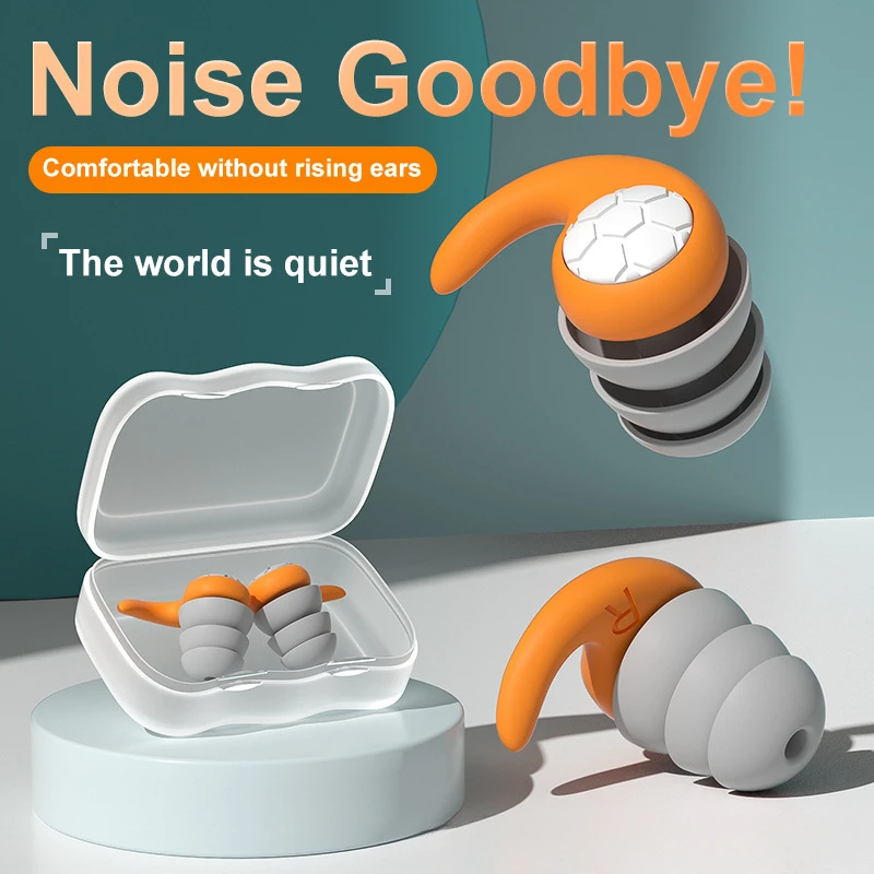 2 pieces /1 pair of silicone noise-cancelling earplugs, waterproof and soundproof three-layer sleep earplugs