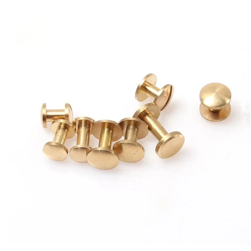 10pcs Solid Brass Binding Chicago Screws Nail Stud Rivets for Photo Album Leather Craft Studs Belt Wallet Fasteners 10mm Cap