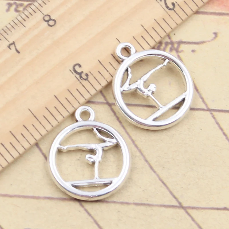 10pcs Charms Yoga Player Gymnastics Gymnast Sporter 22x18mm Tibetan Silver Color Pendants Antique Making DIY Handmade Craft