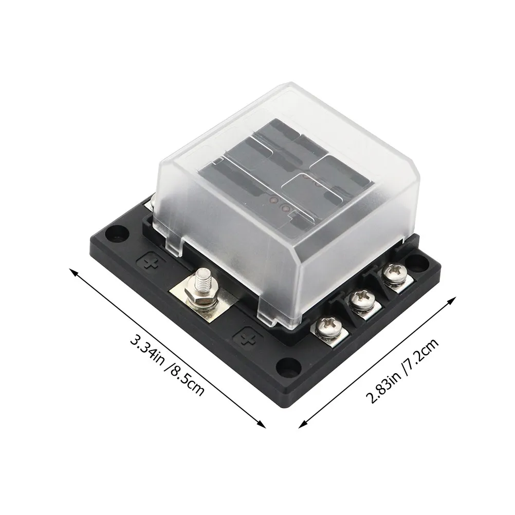6 Way Fuse Block with Negative Bus Ground LED Light Indicator Cover for Car Marine Motor-Home Automotive Motorcycle