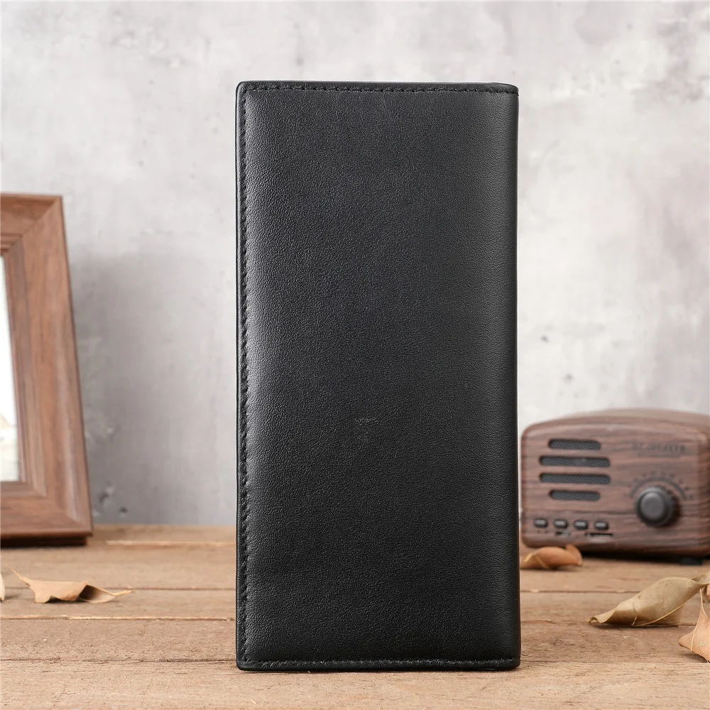 1008 Men's Long Retro Zipper Leather Wallet, Large Capacity Casual Crazy Horse Leather Handbag, Multi Slot Card Bag
