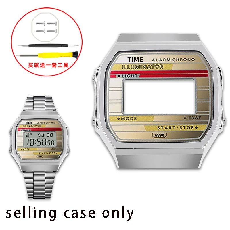 

Корпус DIY для Casio Vintage Small Square A168, модифицированный металлический корпус A168WG/WE, аксессуары из нержавеющей стали