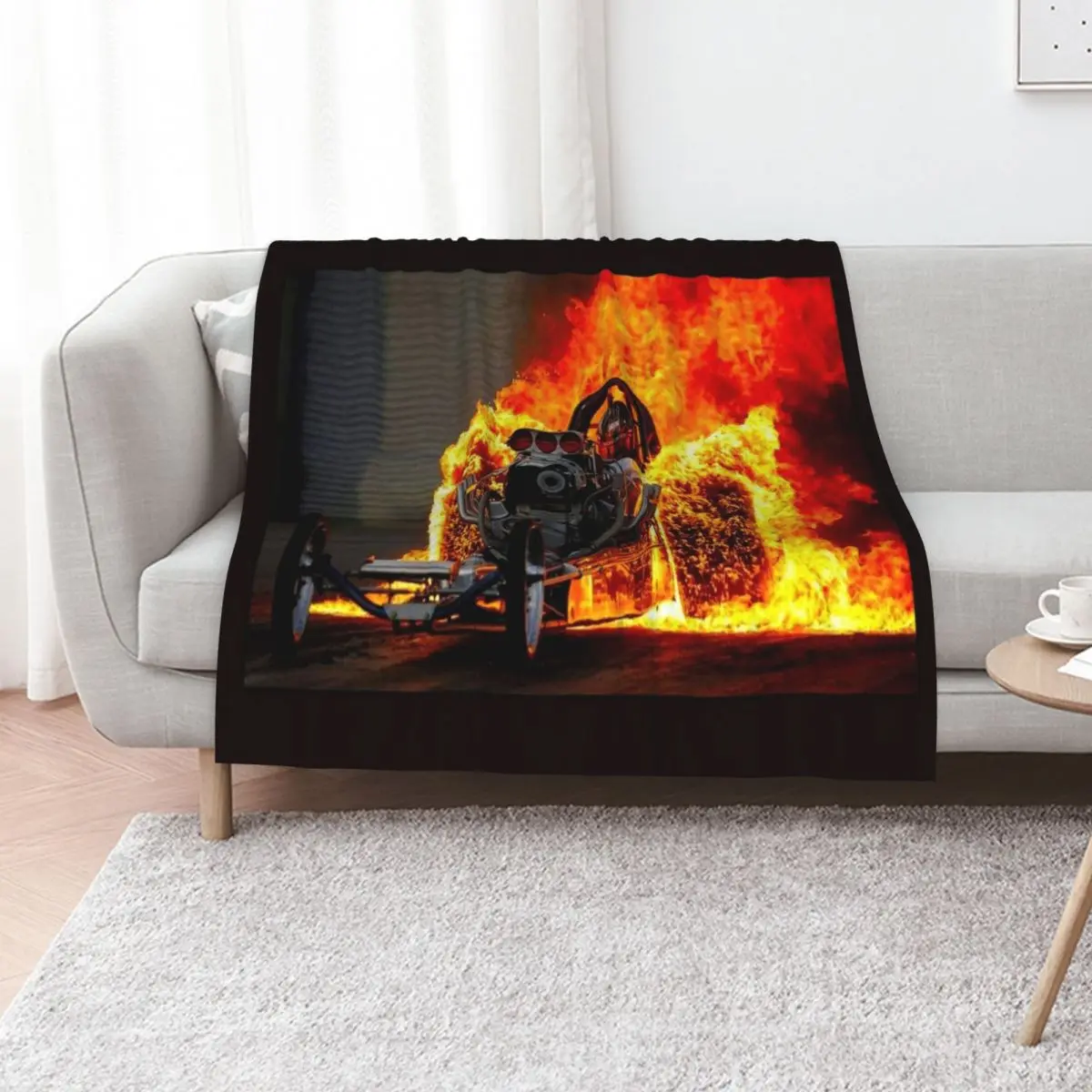 DRAG RACE; Vintage Automobile Burn-Out Print Throw Blanket decorative Plaid Beach Hairys Camping for winter Blankets