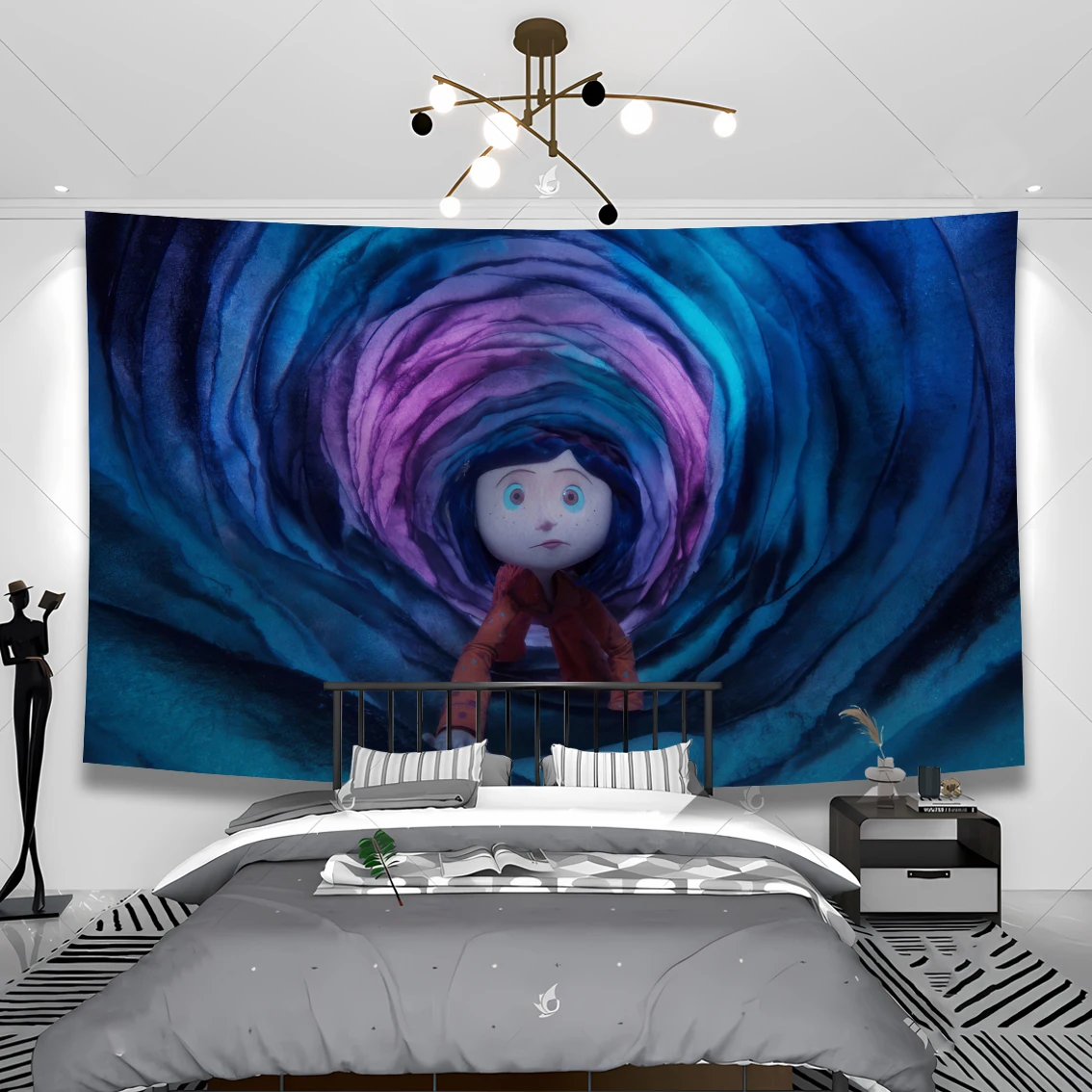 Tapisserie Coraline en Polyester pour Décoration Murale, Couverture Esthétique pour Chambre à Coucher et Canapé, 40x60cm