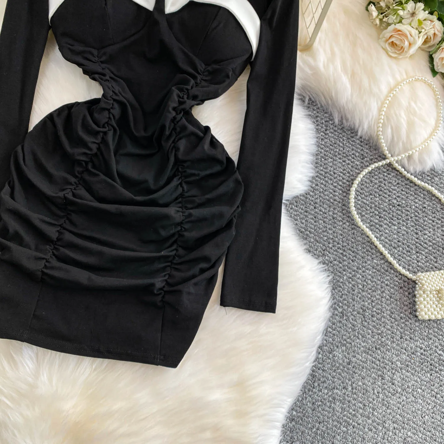 Elegancka sukienka ołówkowa w stylu vintage z patchworkiem, w stylu koreańskim Fairy, sukienka letnia w stylu boho, odzież damska