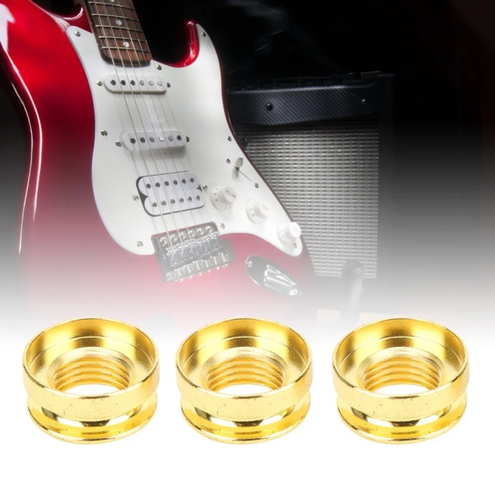3PCS Golden Electric Guitar End Pin Socket 3/8-32 Thread Copper Material Guitar Endpin Round Shape Guitar Pickup Endpin Cap