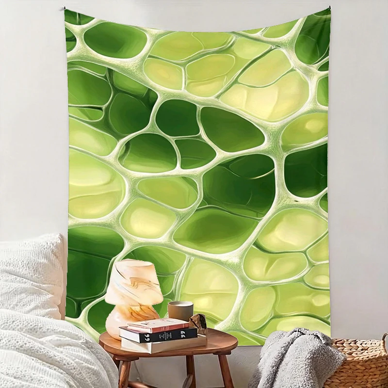 1PC Green Cell Structure Art Print Backdrop Banner, Bedroom Living Room Photo Background, Polyester, Home Decor, Wall Art