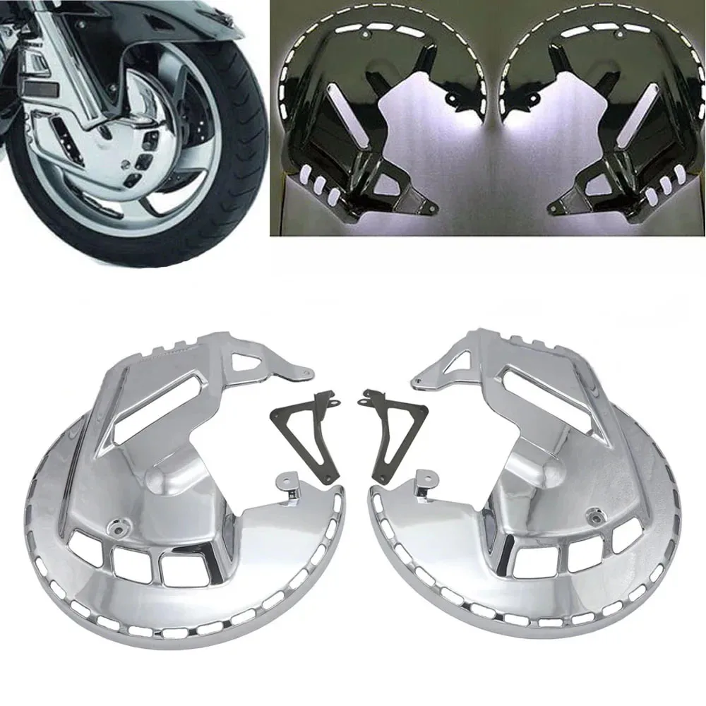 Three Color LED Motorcycle Accessory  Chrome Plated Brake Disc Rotor Cover For Honda Goldwing GL1800 2001-2014 F6B 2013-2015 201