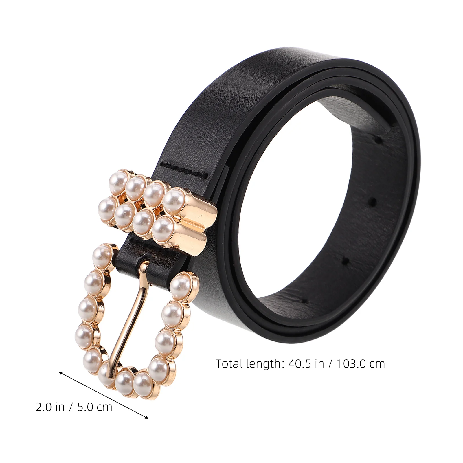 حزام بإبزيم لؤلؤي للنساء، حزام خصر أنيق قابل للتعديل من البولي يوريثان، فستان زفاف، جينز للسيدات