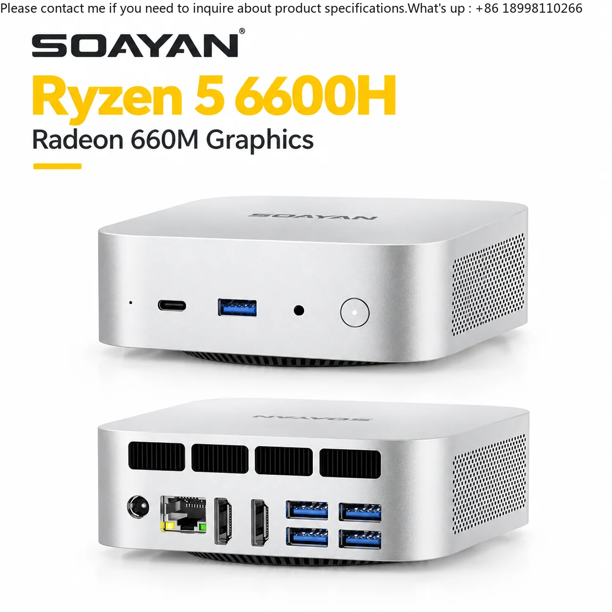AMD Ryzen 5 6600H Mini PC for Design Video Editing Radeon 660M Graphics 24GB RAM 512GB SSD Creator Desktop Computer Win 11Pro