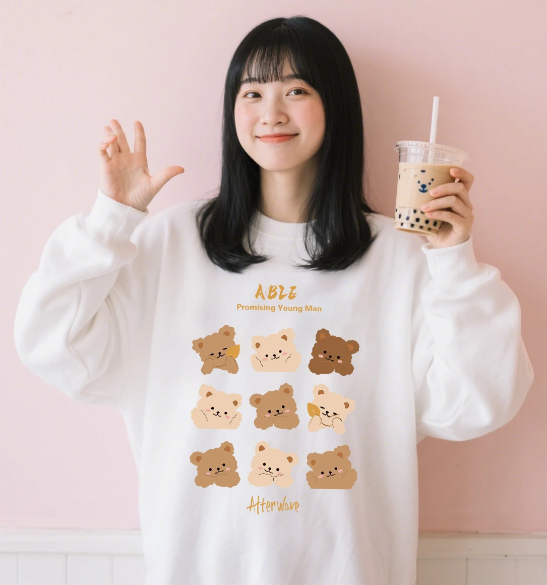 Golf Schattige Beren Print Vrouwelijk Sweatshirt Street Fashions Truien Fleece Herfst Oversized Soft Tops Casual Crewneck Kleding