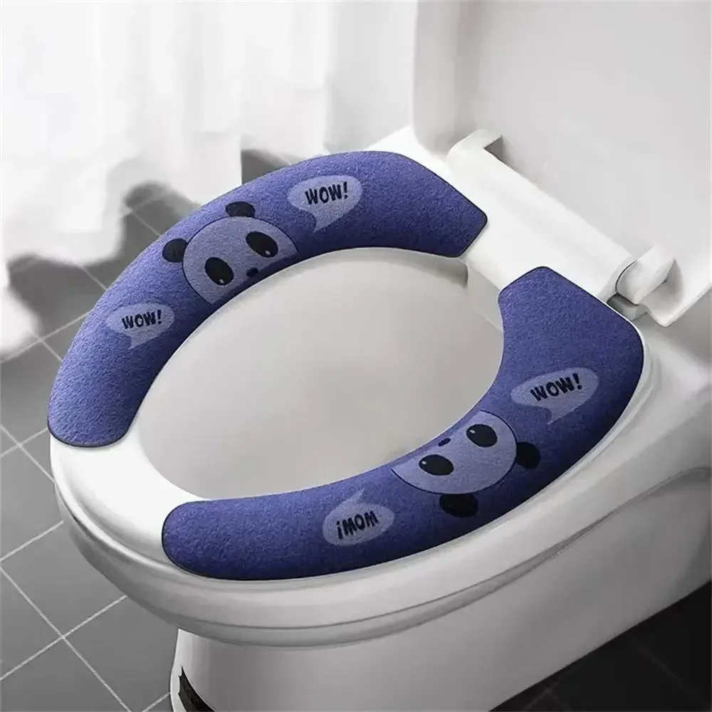 1 Pair Paste Toilet Seat Cute Thick Sticky Closes Tool Seat Mat Cover Cartoon Waterproof Reusable Soft Bathroom Toilet Seat Pad