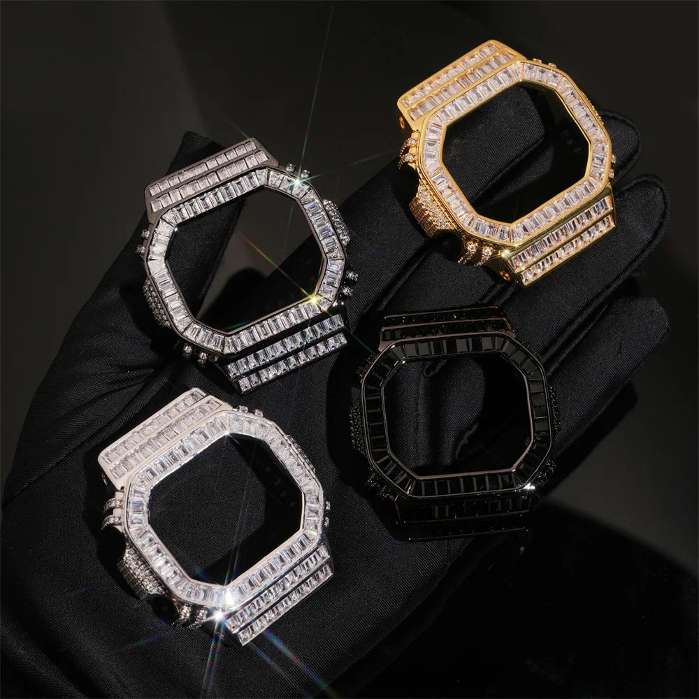 Icedminer Iced Out Watch Case For CAS** GA2100 Series Brass Zircon Colorful Ice Wrist Band Free Shipping
