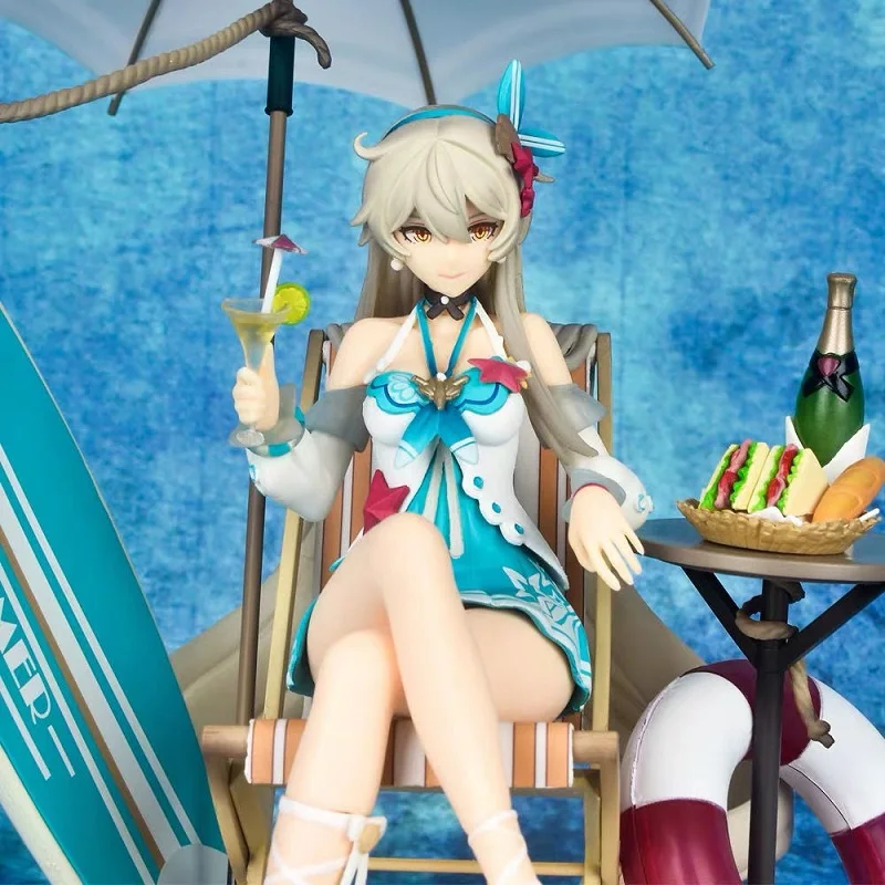 25cm Houkai 3rd Anime Honkai Impact Kiana Kaslana Cute Girls PVC Action Figure Led By The Queen Spring Fairy Beach Model Toys