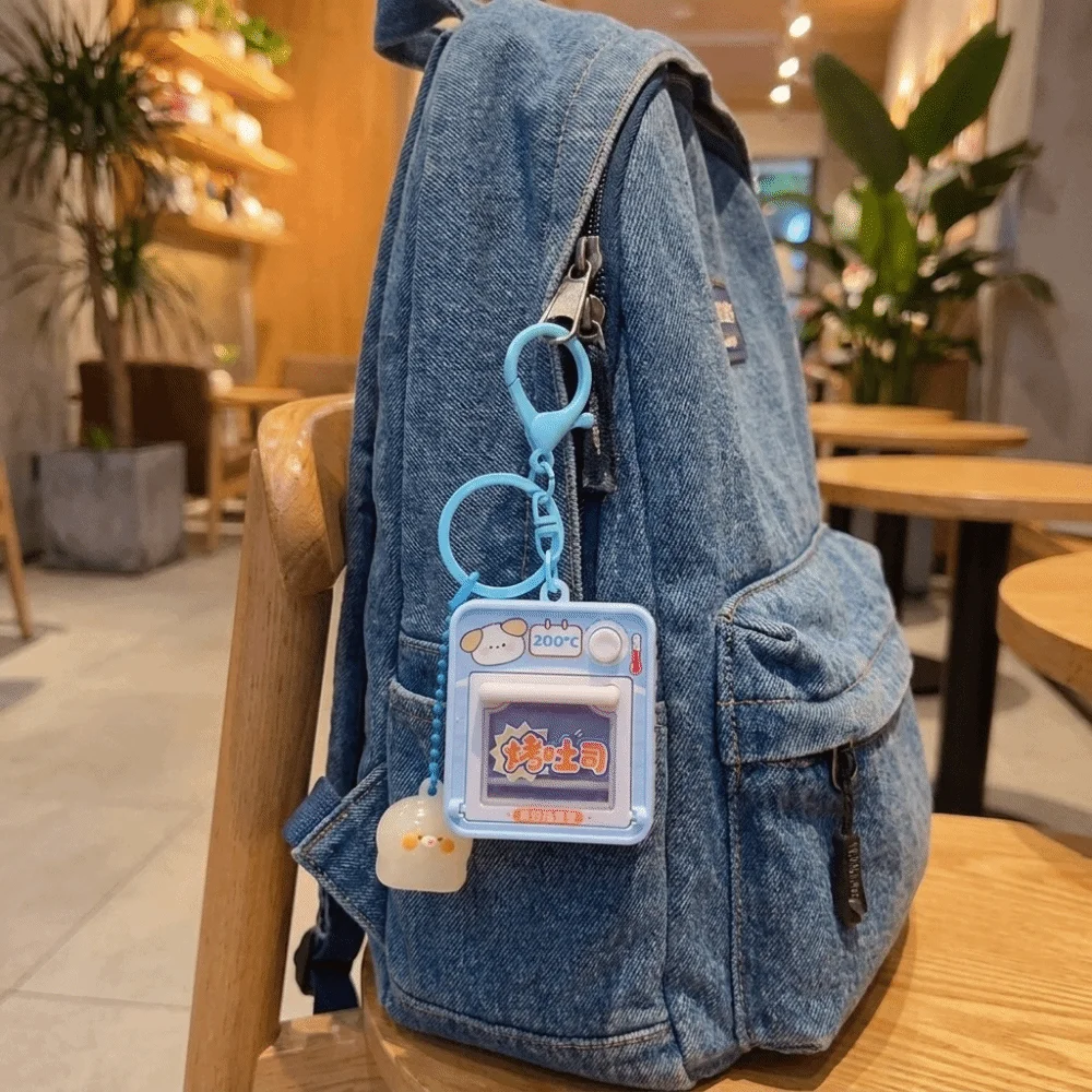 Creative Cute Mini Oven Keychain Interactive Lightweight Simulation Baking Food Key Ring Portable Mini Kitchen Party Favor