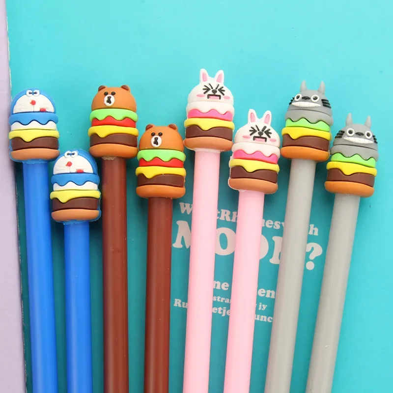 40pcs Factory Direct Stationery Cartoon Animal Hamburger Bread Gel Pen Student Gift Signature Wholesale Gel Pens